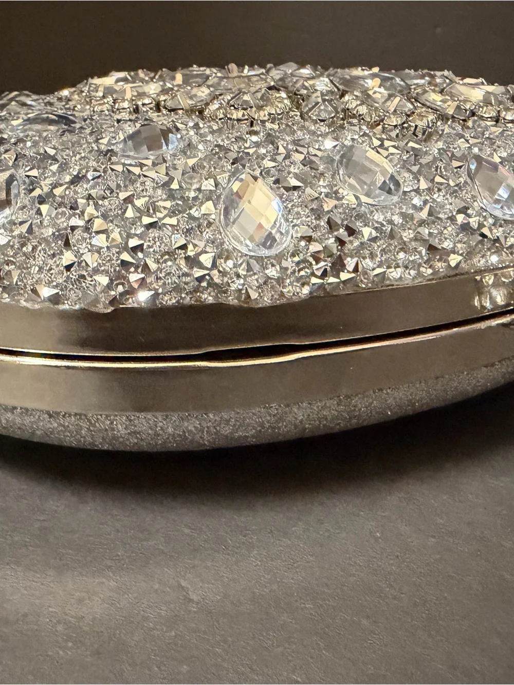 Crystal-Embellished Silver Evening Clutch